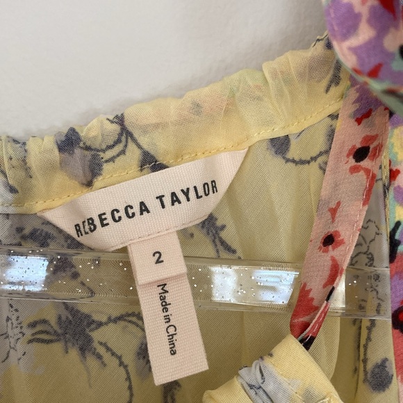 Rebecca Taylor Size: 2 Cotton/Silk Blend Sleeveless Floral Blouse. Lemon Rose. - Picture 5 of 10